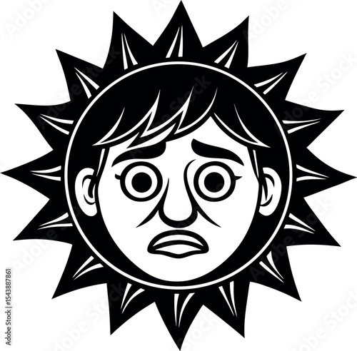 sunburned cartoon face vector Shallotte on white background