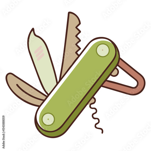 Vector image swiss army knife with multiple tools in flat design style  