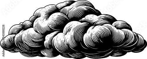 Intricate engraving of a cold front cloud shelf in dramatic black and white design