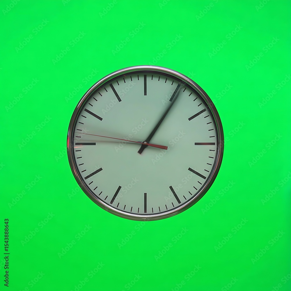 Wall clock on green background Wall clock on green background