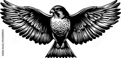 Majestic falcon with spread wings and intricate chest decoration