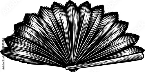 Vintage feather fan with leather and bead accents