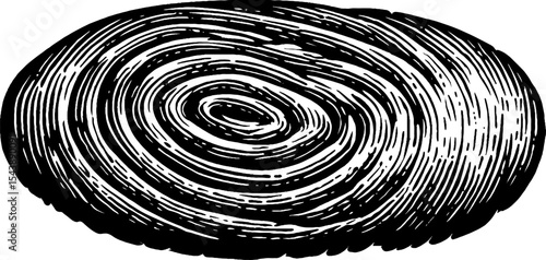 Abstract fingerprint spiral with smudges and crosshatch pattern for design inspiration