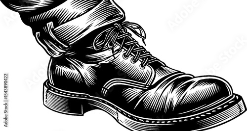 Retro style leather boot with laces