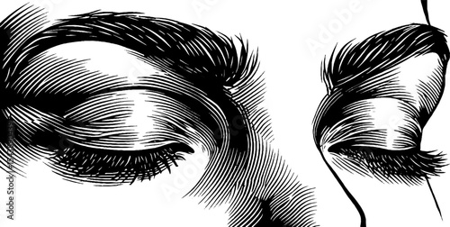 Tranquil reflection: black and white art of closed eyes and forehead