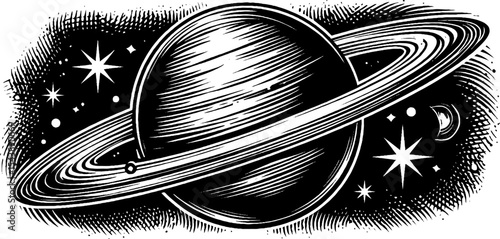 Celestial chart with lunar ring depicting planet and stars