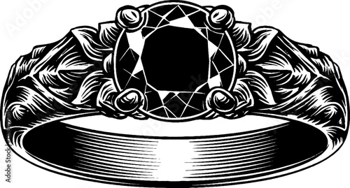 Elegant black and white gemstone ring with ornate setting design for jewelry enthusiasts