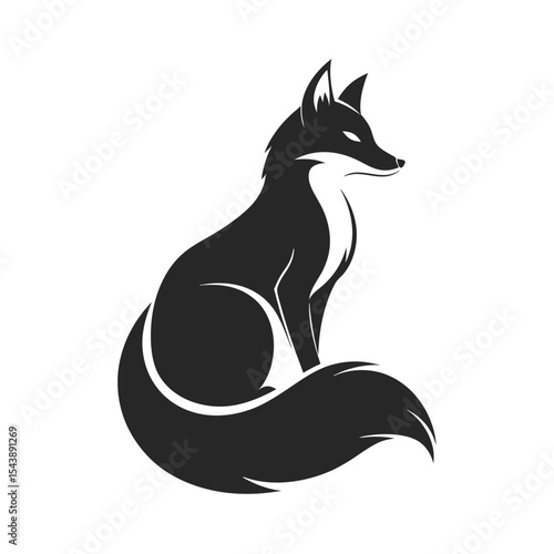 Elegant Black Fox Silhouette Logo Vector Design