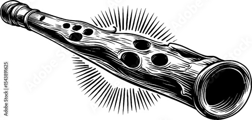 Intricately carved bone flute with decorative holes for musical crafts and design
