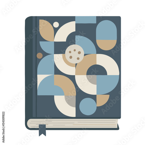 Decorative hardcover book with abstract educational pattern for learning visuals