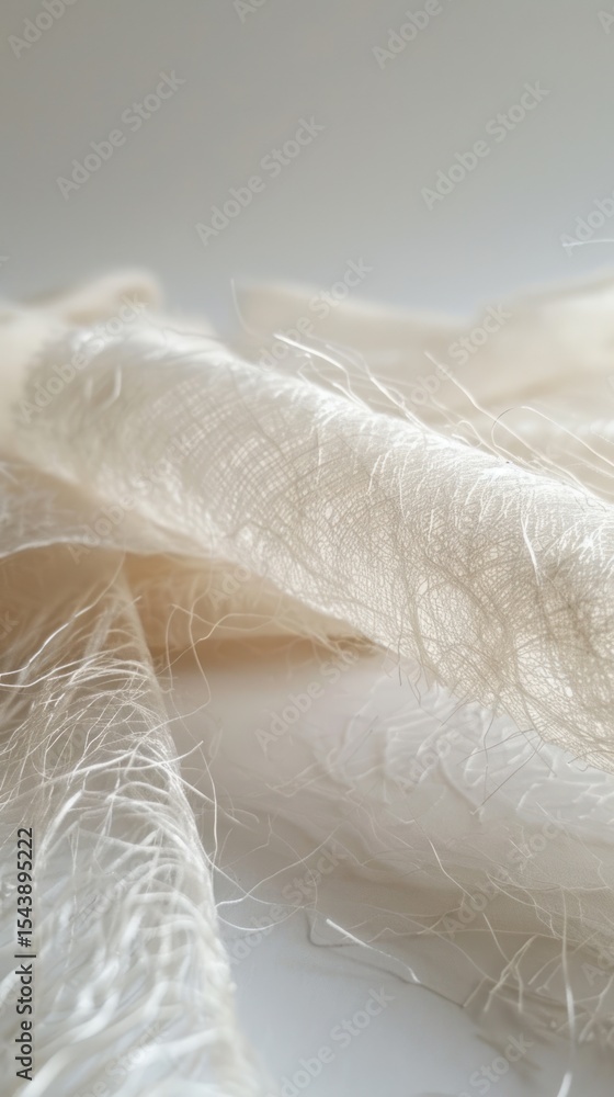 Obraz premium Cream textured fabric sample, close-up, studio