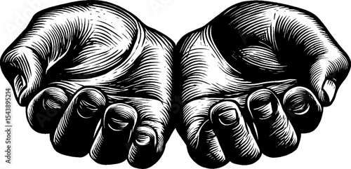 Intricate spiral design on open hands in black and white for artistic and spiritual themes