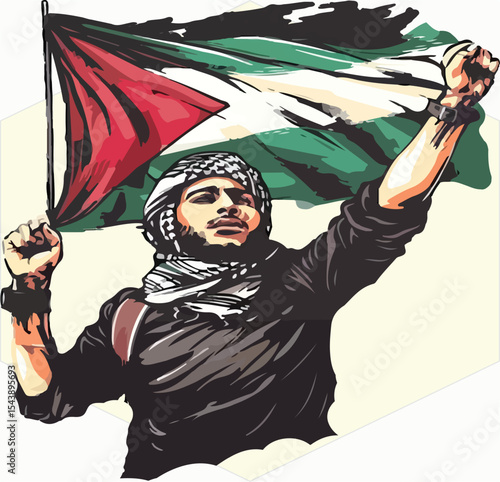 palestine man vector