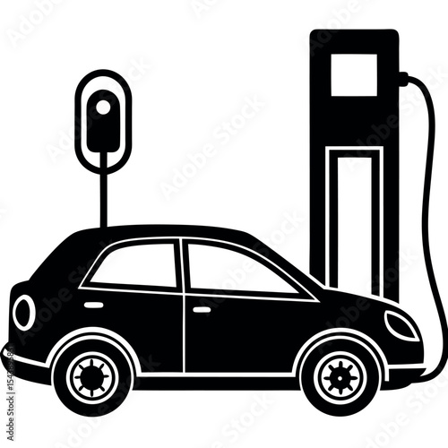 Electric car charging station icon isolated on white background