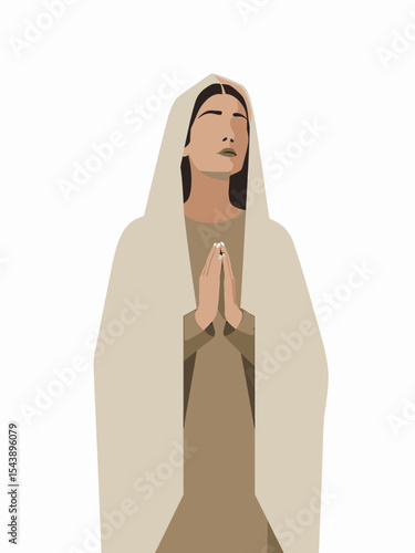Holy mother Mary praying isolated isolated on white 