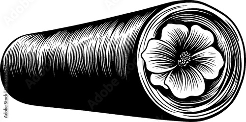 Black and white round poppy seed roll design for bakery and pastry themes