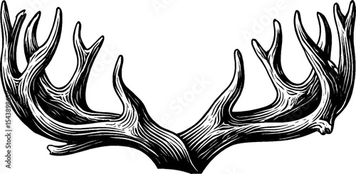 Rustic antler with bark texture and burned tip design for nature-themed decor