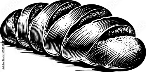 Sliced rye bread with dense texture and dark crust for culinary and baking design
