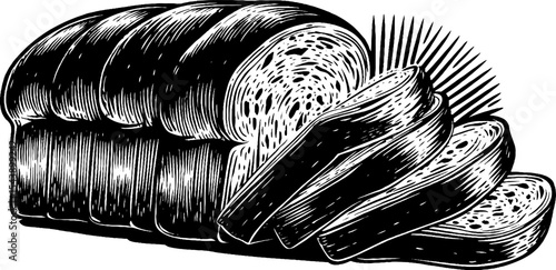 Sliced rye bread with dense texture and bold black shading