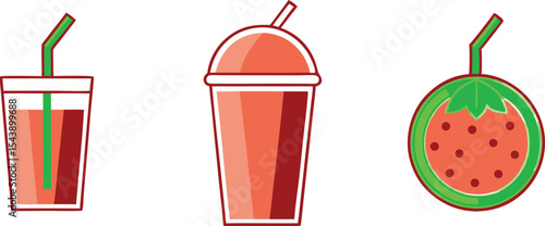 “Tropical Summer Cocktail Icon Set – Flat & Silhouette Drink Vectors”