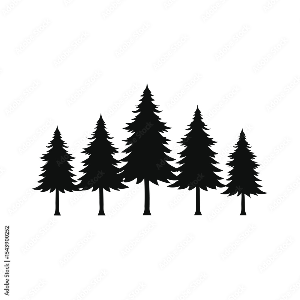 Fototapeta premium Snowy pine trees in a winter forest landscape vector illustration