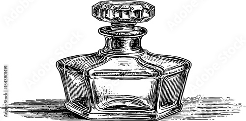 Elegant perfume bottle with crystal cap detailed design for fragrance display