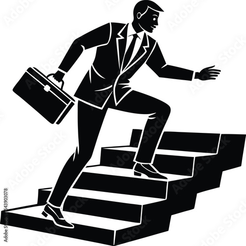 Ambitious Professional Climbing Stairs Toward Career Success