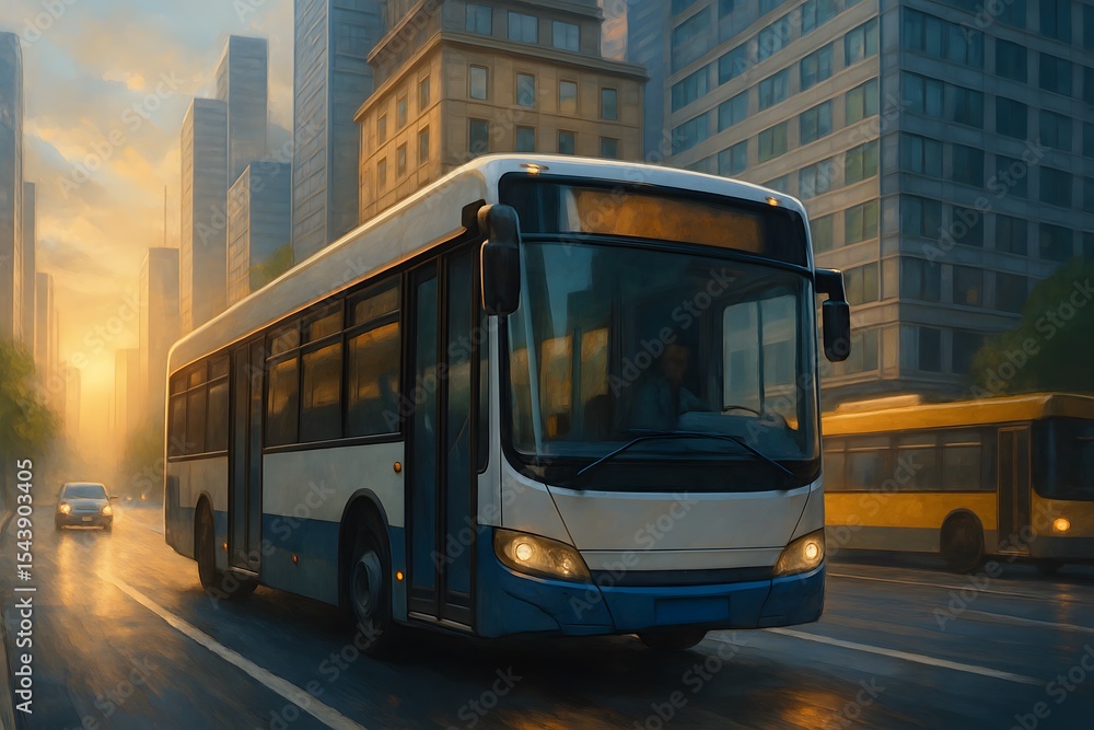 Obraz premium City Bus at Sunrise
