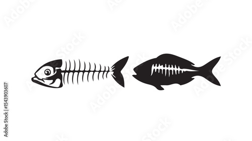 Fish bone, fish skeleton vector icon on white background, logo fish vector illustration eps 10.
