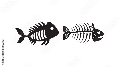 Fish bone, fish skeleton vector icon on white background, logo fish vector illustration eps 10.