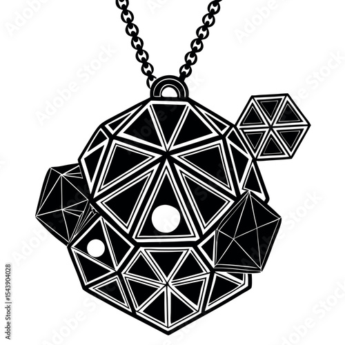 Geometric crystal pendant necklace isolated on white background