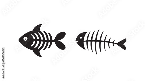 Fish bone, fish skeleton vector icon on white background, logo fish vector illustration eps 10.