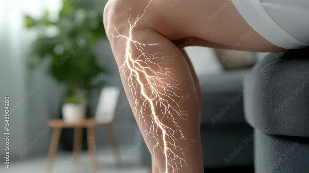 Leg sensation: nerve impulse, tingling signal, varicose discomfort, muscle fatigue, circulation issue, restless feeling, vascular symptom, skin reaction, goosebump trigger, subtle pressure.
