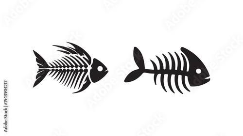 Fish bone, fish skeleton vector icon on white background, logo fish vector illustration eps 10.
