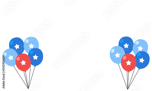 Party balloons background in red and blue, United states of America national element for independence day. Vector illustration