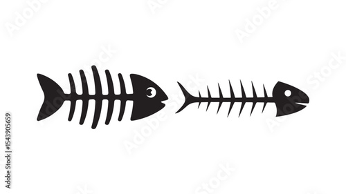 Fish bone silhouette icon, Fish bone symbol isolated on white backgrounds.  Vector illustration eps 10.