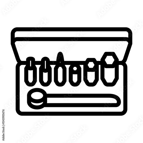 Ratchet Set  Vector Line Icon Design