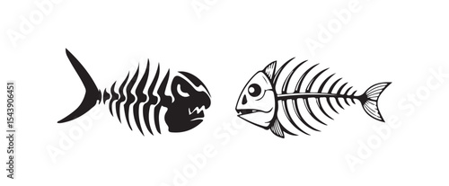 Fish Silhouette icon vector set isolated on white background, Fish bone icon. Fish bone cartoon icon,  Vector illustration eps 10.