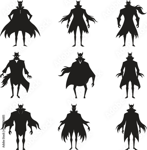 Headless Horseman silhouette vector style with white background