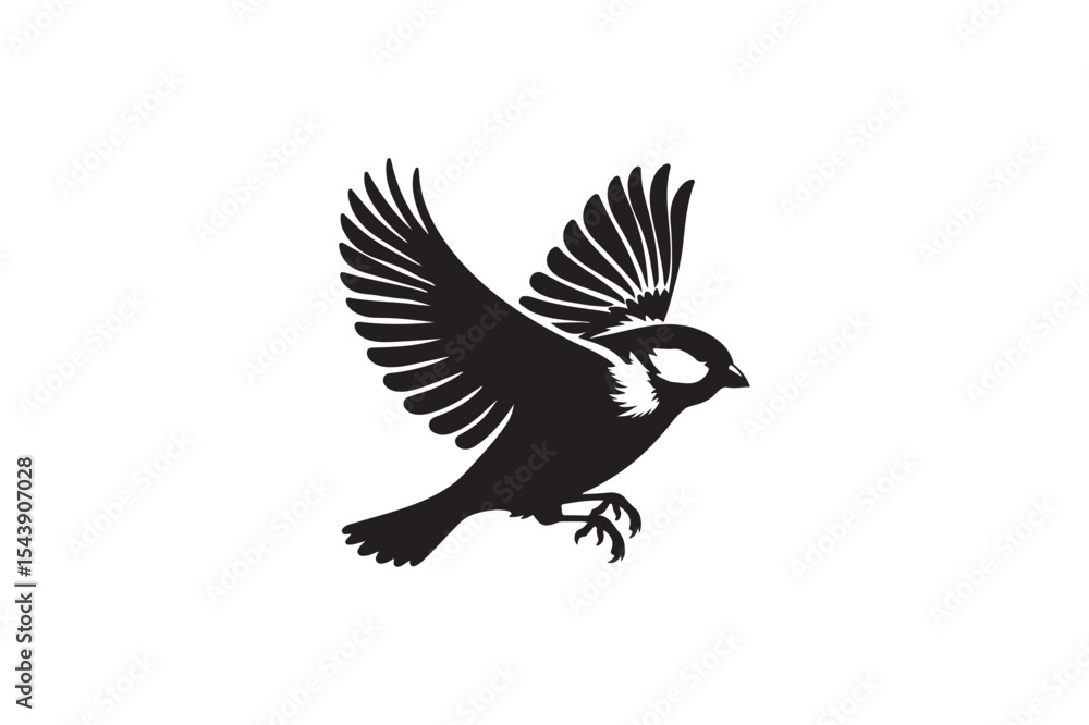 Obraz premium Beautiful sparrow bird silhouette.