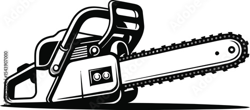 Illustration of a chainsaw with a gray blade and black outline on white