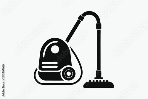 vacuum cleaner icon, household appliance silhouette, cleaning equipment vector