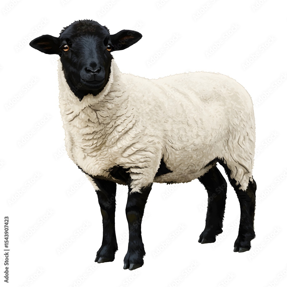 Naklejka premium Realistic sheep in a white background