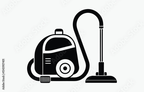 vacuum cleaner icon, household appliance silhouette, cleaning equipment vector