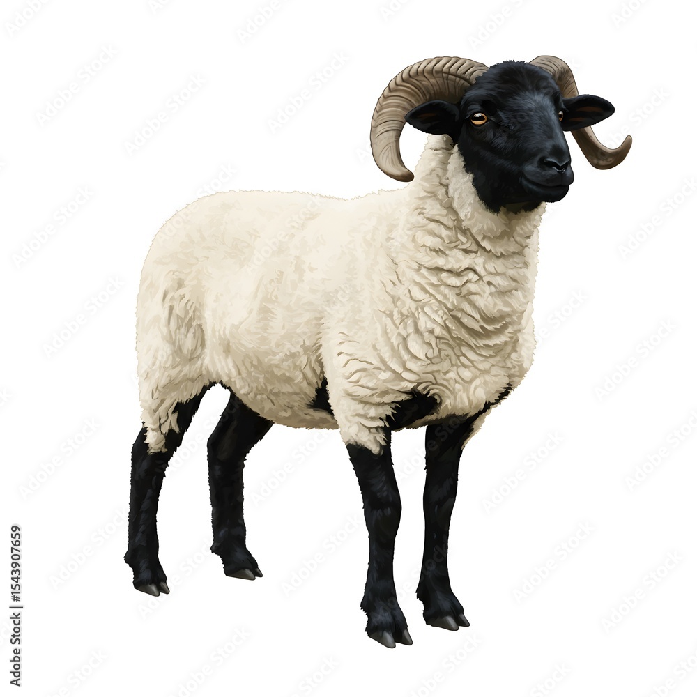 Fototapeta premium Realistic sheep in a white background