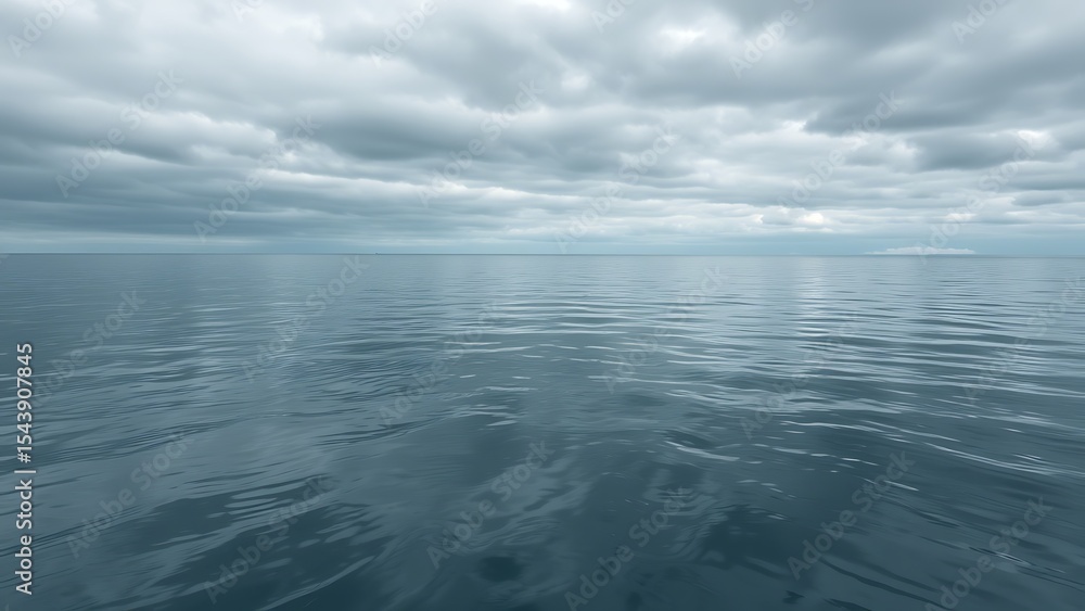 Fototapeta premium Serene Open Water - Tranquil Ocean Landscape with Dramatic Sky for Backgrounds, Meditation Visuals, Calm Imagery