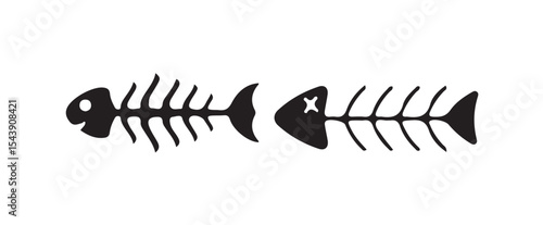 Illustration of a fish icon. Fish Bone Illustration Vector Clip Art Collection Design with White Background. vector illustration eps 10.