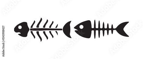 Illustration of a fish icon. Fish Bone Illustration Vector Clip Art Collection Design with White Background. vector illustration eps 10.