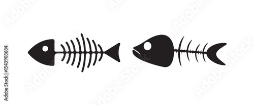 Illustration of a fish icon. Fish Bone Illustration Vector Clip Art Collection Design with White Background. vector illustration eps 10.