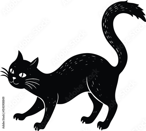 Playful frisky cat chasing tail silhouette